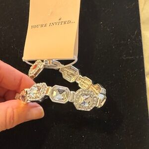 Dazzling Silver Bracelet with Crystal Details new